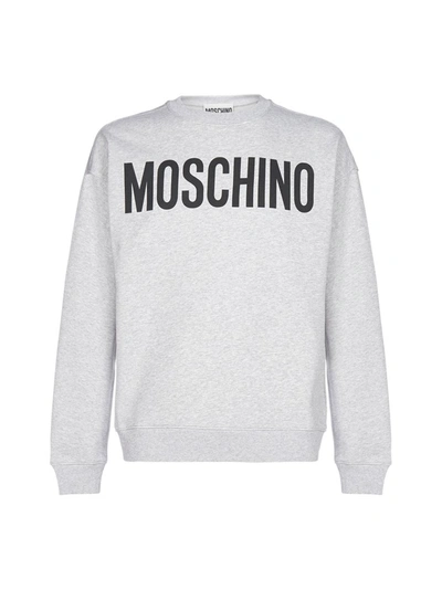 Shop Moschino Logo Printed Crewneck Sweatshirt In Grey
