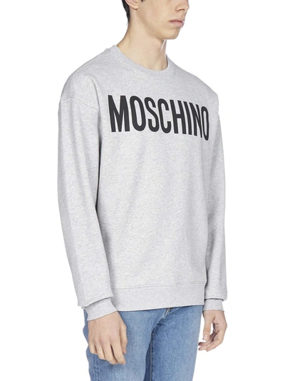 Shop Moschino Logo Printed Crewneck Sweatshirt In Grey