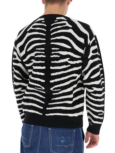 Shop Burberry Logo Zebra Jacquard Sweater In Black