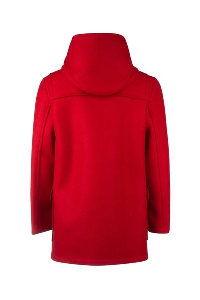 Shop Saint Laurent Hooded Duffle Coat In Red
