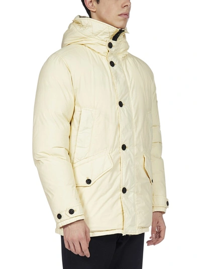 Shop Stone Island Hooded Down Jacket In Beige