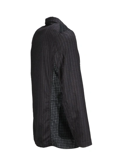 Shop Comme Des Garçons Shirt Patchwork Knitted Blazer In Grey