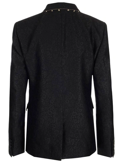 Shop Saint Laurent Jacquard Blazer In Black