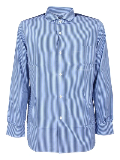 Shop Junya Watanabe Comme Des Garçons Striped Panelled Shirt In Blue