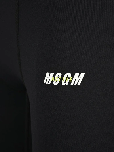Shop Msgm Logo Print Sports Leggings In Black