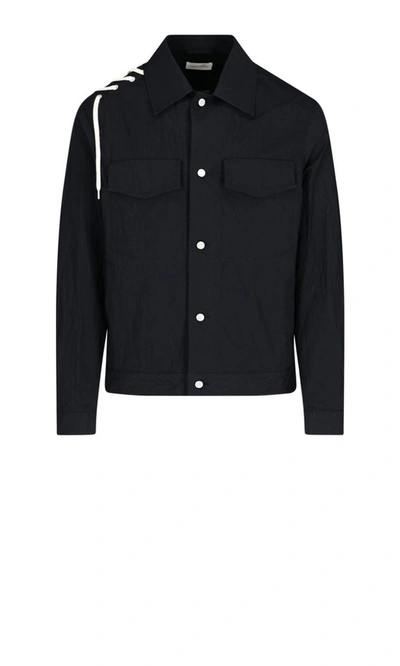 Shop Craig Green Lace Detailed Shirt Jacket In Black