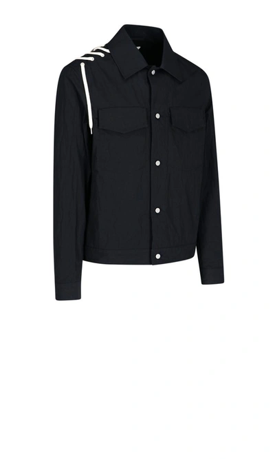 Shop Craig Green Lace Detailed Shirt Jacket In Black