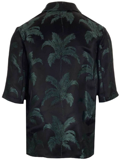 Shop Saint Laurent Palm Trees Jacquard Satin Shirt In Multi