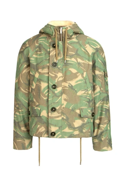 Shop Saint Laurent Camouflage Printed Shearling Jacket In Multi