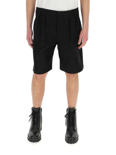 Shop Saint Laurent Pleated Chino Bermuda Shorts In Black