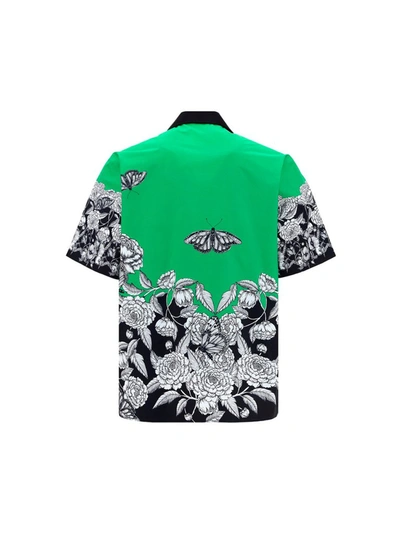 Shop Valentino Floral Print Bowling Shirt In Green