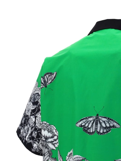 Shop Valentino Floral Print Bowling Shirt In Green