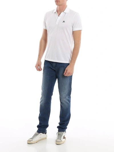 Shop Isaia Logo Embroidered Classic Polo Shirt In White