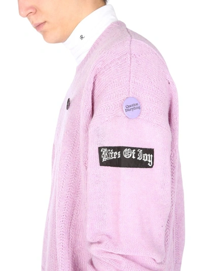 Shop Raf Simons Patch Detail Knitted Jumper In Purple