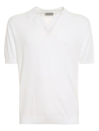 Shop John Smedley Noah Classic Polo Shirt In White