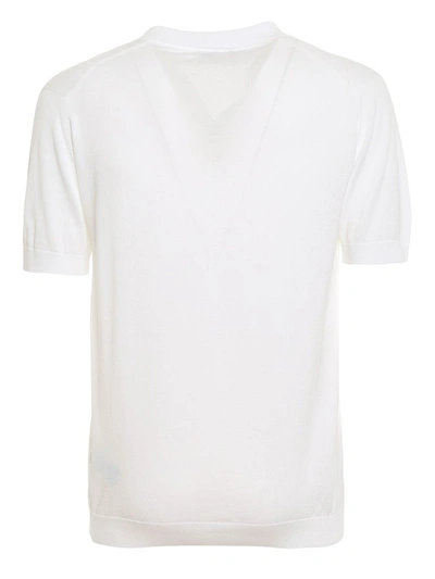 Shop John Smedley Noah Classic Polo Shirt In White