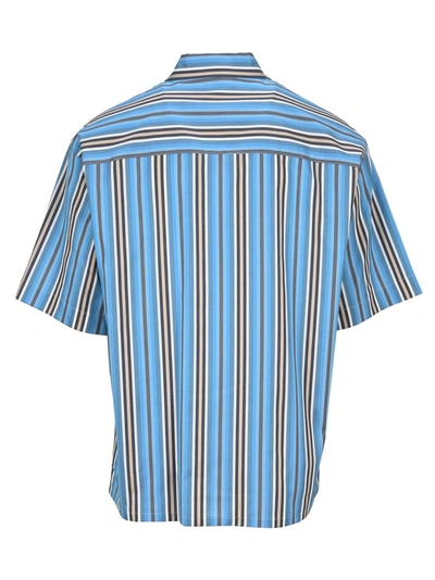 Shop Marni Logo Embroidered Striped Bowling Shirt In Multi