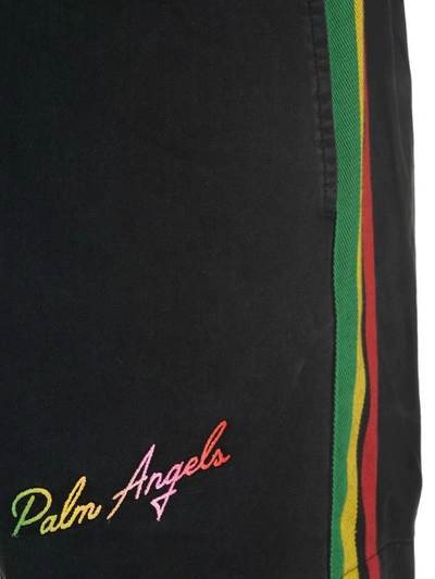 Shop Palm Angels Exodus Side Stripe Track Shorts In Black