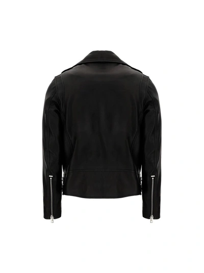 Shop Diesel Garrett Leather Biker Jacket In Black