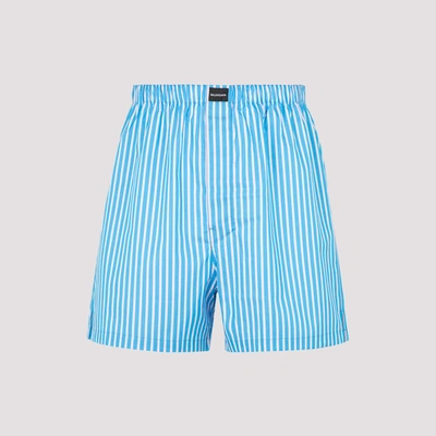 Shop Balenciaga Striped Boxer Shorts In Blue