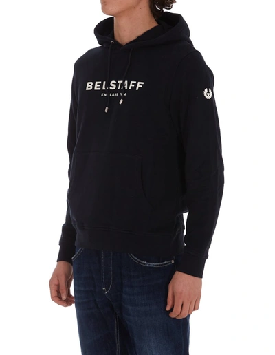 Shop Belstaff 1924 Logo Printed Hoodie In Navy