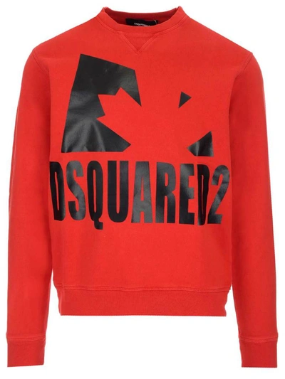 Shop Dsquared2 Logo Print Crewneck Sweatshirt In Red