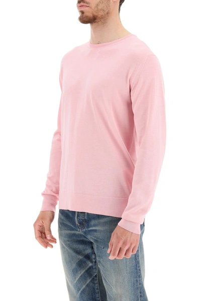 Shop Junya Watanabe Crewneck Knit Pullover In Pink