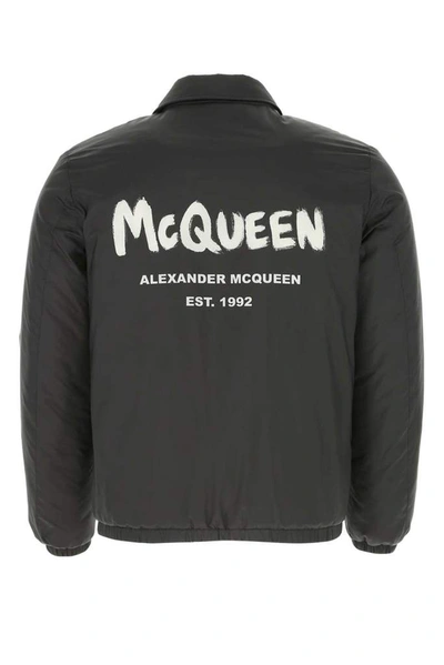 Shop Alexander Mcqueen Graffiti Logo Bomber Jacket In Black