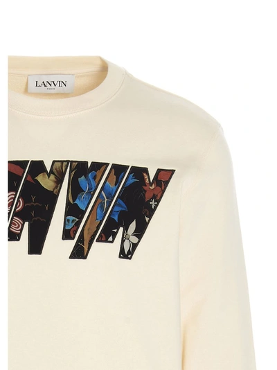 Shop Lanvin Logo Print Crewneck Sweatshirt In White
