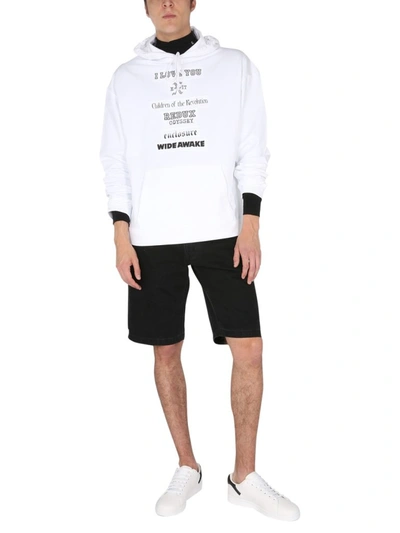 Shop Raf Simons Slogan Patches Hoodie In White