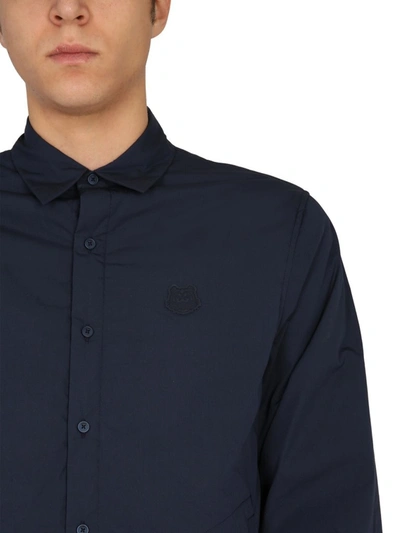 Shop Kenzo Tiger Crest Padded Shirt In Blue