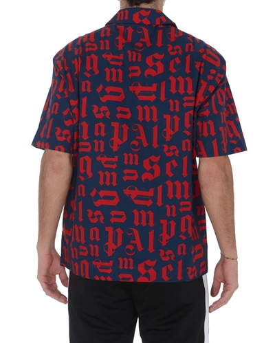 Shop Palm Angels Monogram Print Bowling Shirt In Multi