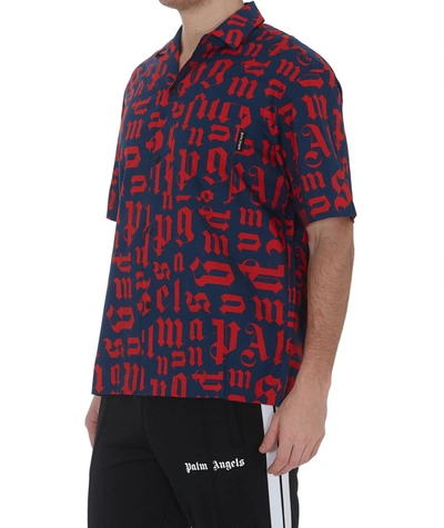 Shop Palm Angels Monogram Print Bowling Shirt In Multi