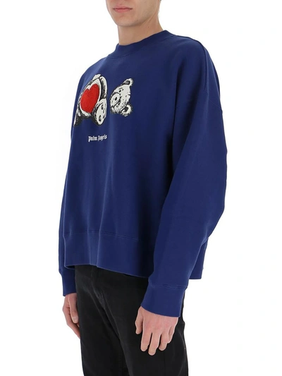 Shop Palm Angels Bear In Love Sweatshirt In Blue