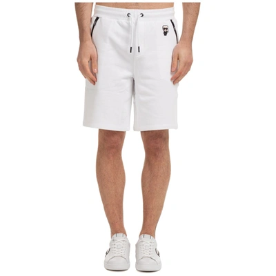 Shop Karl Lagerfeld Logo Patch Drawstring Shorts In White