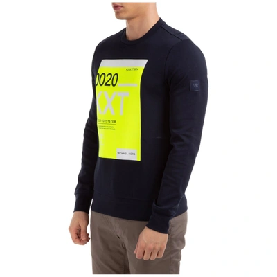 Shop Michael Kors Graphic Print Crewneck Sweatshirt In Navy