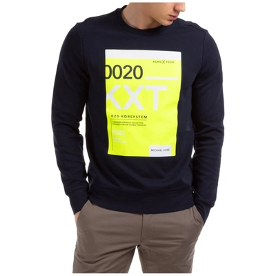 Shop Michael Kors Graphic Print Crewneck Sweatshirt In Navy