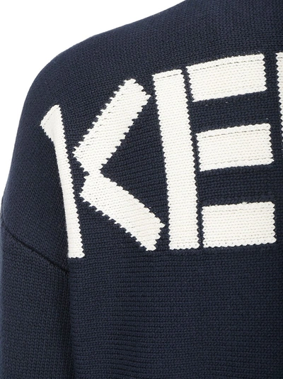 Shop Kenzo Intarsia Logo Knit Sweater In Blue