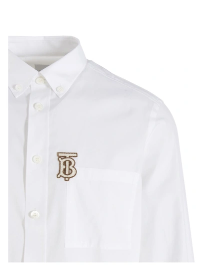 Shop Burberry Monogram Logo Shirt In White