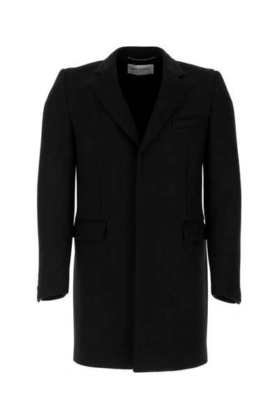 Shop Saint Laurent Chesterfield Coat In Black