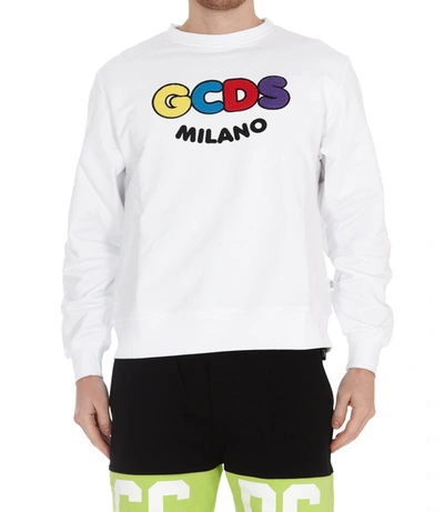 Shop Gcds Logo Embroidered Sweatshirt In White