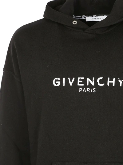 Shop Givenchy Paris Vintage Logo Hoodie In Black