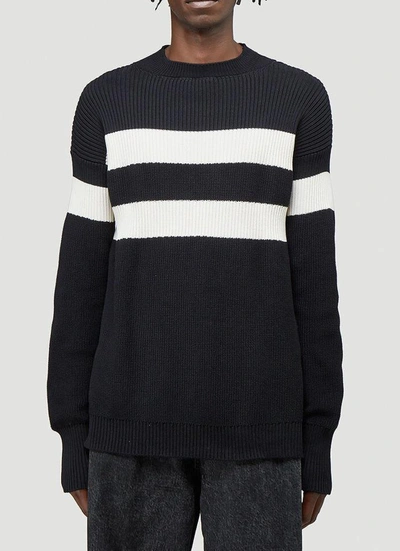 Shop Marni Contrast Stripe Knit Jumper In Black