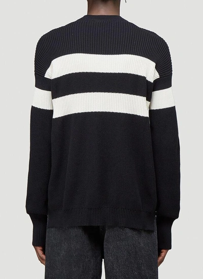 Shop Marni Contrast Stripe Knit Jumper In Black
