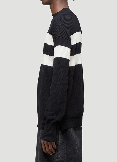 Shop Marni Contrast Stripe Knit Jumper In Black