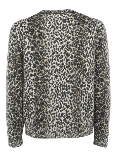 Shop Saint Laurent Leopard Knitted Sweater In Multi