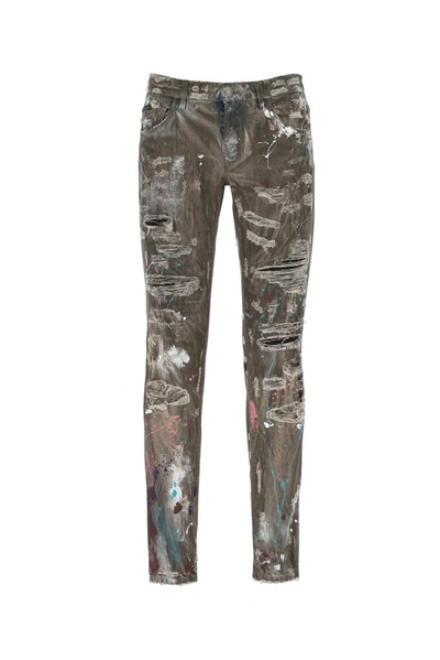 Shop Dolce & Gabbana Distressed Paint Splatter Jeans In Multi