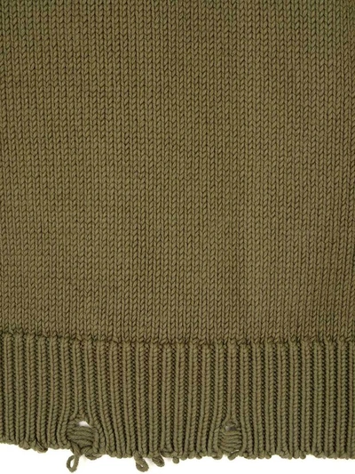 Shop Saint Laurent Distressed Knit Sweater In Green