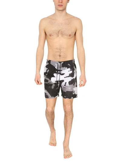 Shop Dolce & Gabbana Camouflage Print Swim Trunks In Multi