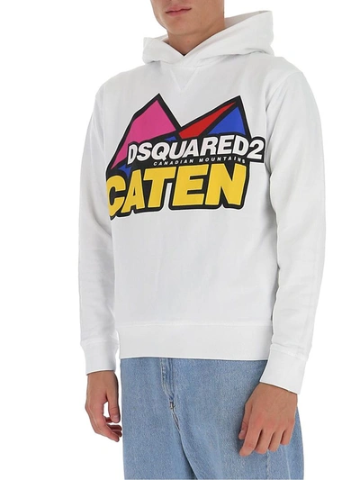 Shop Dsquared2 Canadian Mountains Hooded Sweatshirit In White